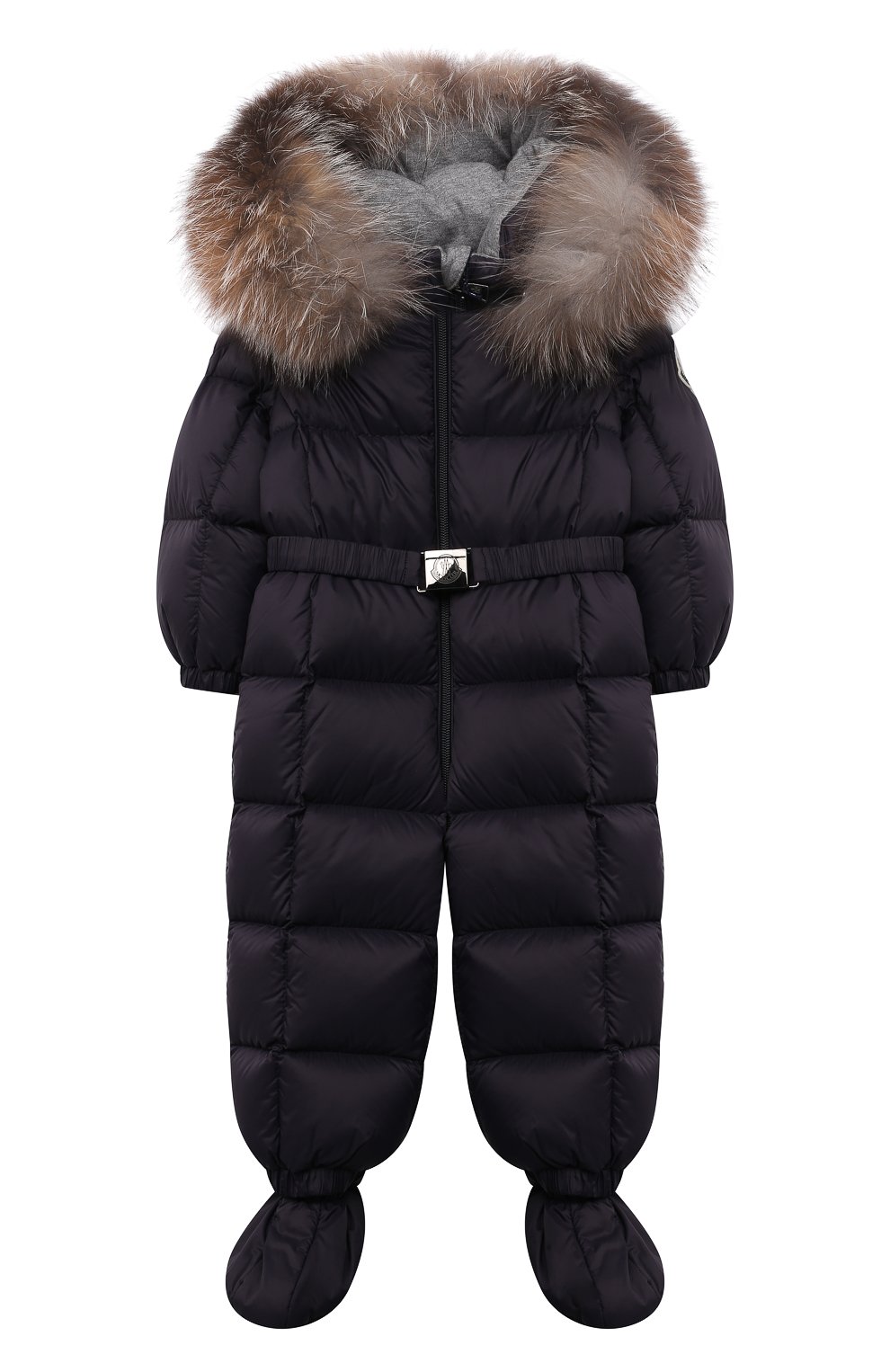 Пуховый комбинезон с мехом MONCLER темно-синего цвета по цене 79950 руб., арт. G2-951-1G506-02-53079/12-18M, фото 1 Пуховый комбинезон с мехом MONCLER, арт. G2-951-1G506-02-53079/12-18M, фото 1