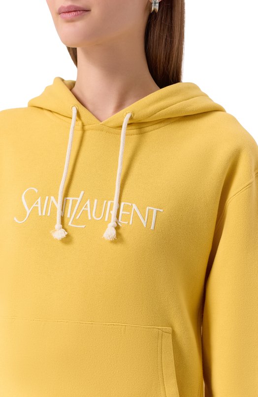 Хлопковое худи Saint Laurent 779611/Y36SW Жёлтый  779611/Y36SW Фото 5