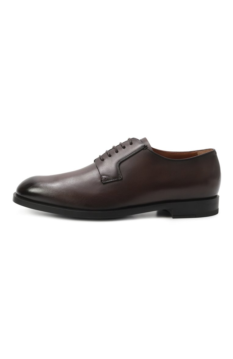 Мужские кожаные дерби ZEGNA темно-коричневого цвета, арт. A6049Z/LHCGP | Фото 4 (Нос: Не проставлено; Материал внешний: Натуральная кожа; Материал внутренний: Натуральная кожа; Стили: Классический)