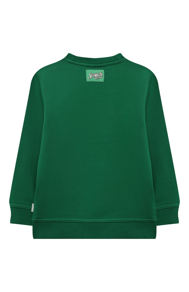 Детский хлопковый свитшот SCOTCH AND SODA зеленого цвета, арт. 167590-22-FWBM-D40 | Фото 2 (Материал внешний: Хлопок; Рукава: Длинные; Региональные ограничения белый списо�к (Axapta Mercury): Не проставлено; Мальчики Кросс-КТ: Свитшот-одежда)