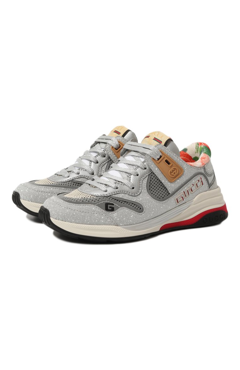 Женские серебряные комбинированные кроссовки ultrapace GUCCI купить в ...
