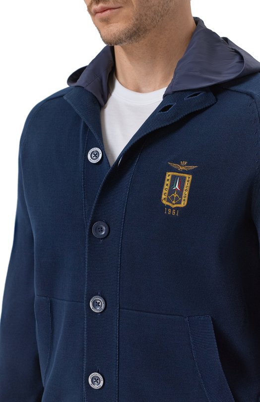 Хлопковый кардиган Aeronautica Militare AM1387UL00933 Синий  AM1387UL00933 Фото 5