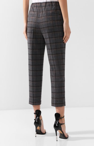 Укороченные шерстяные брюки в клетку BRUNELLO CUCINELLI, арт. MB506P6842, фото 4