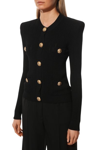 Кардиган из вискозы BALMAIN черного цвета по цене 166500 руб., арт. XF1KL005/KB39, фото 3 Кардиган из вискозы BALMAIN, арт. XF1KL005/KB39, фото 3