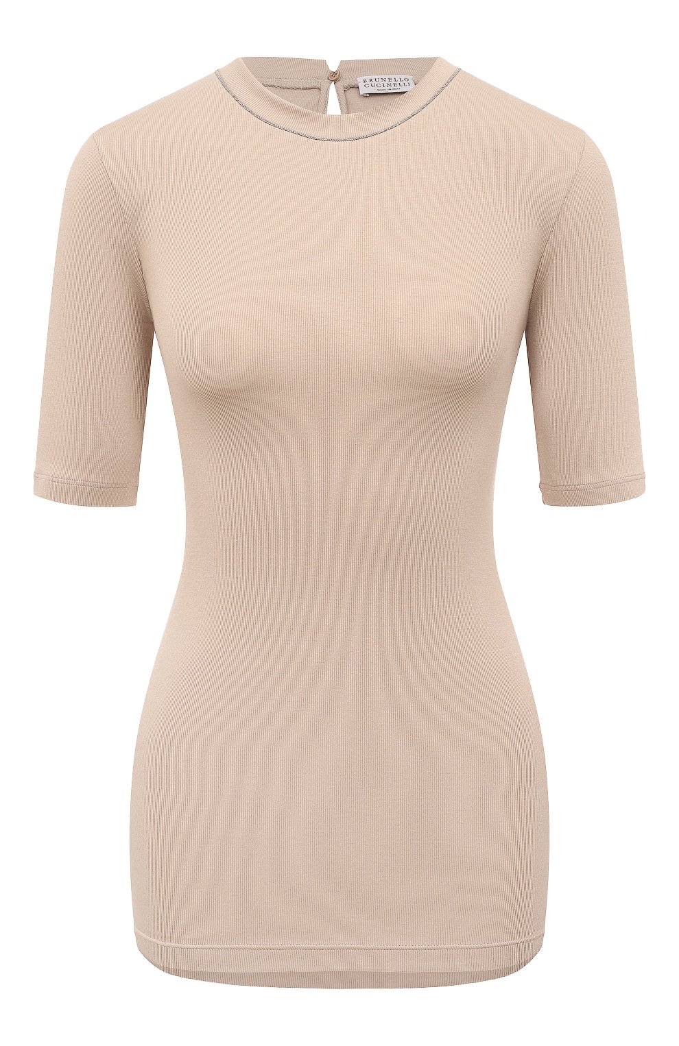 Хлопковый топ BRUNELLO CUCINELLI бежевого цвета по цене 45400 руб., арт. M0TC8BJ310, фото 1 Хлопковый топ BRUNELLO CUCINELLI, арт. M0TC8BJ310, фото 1