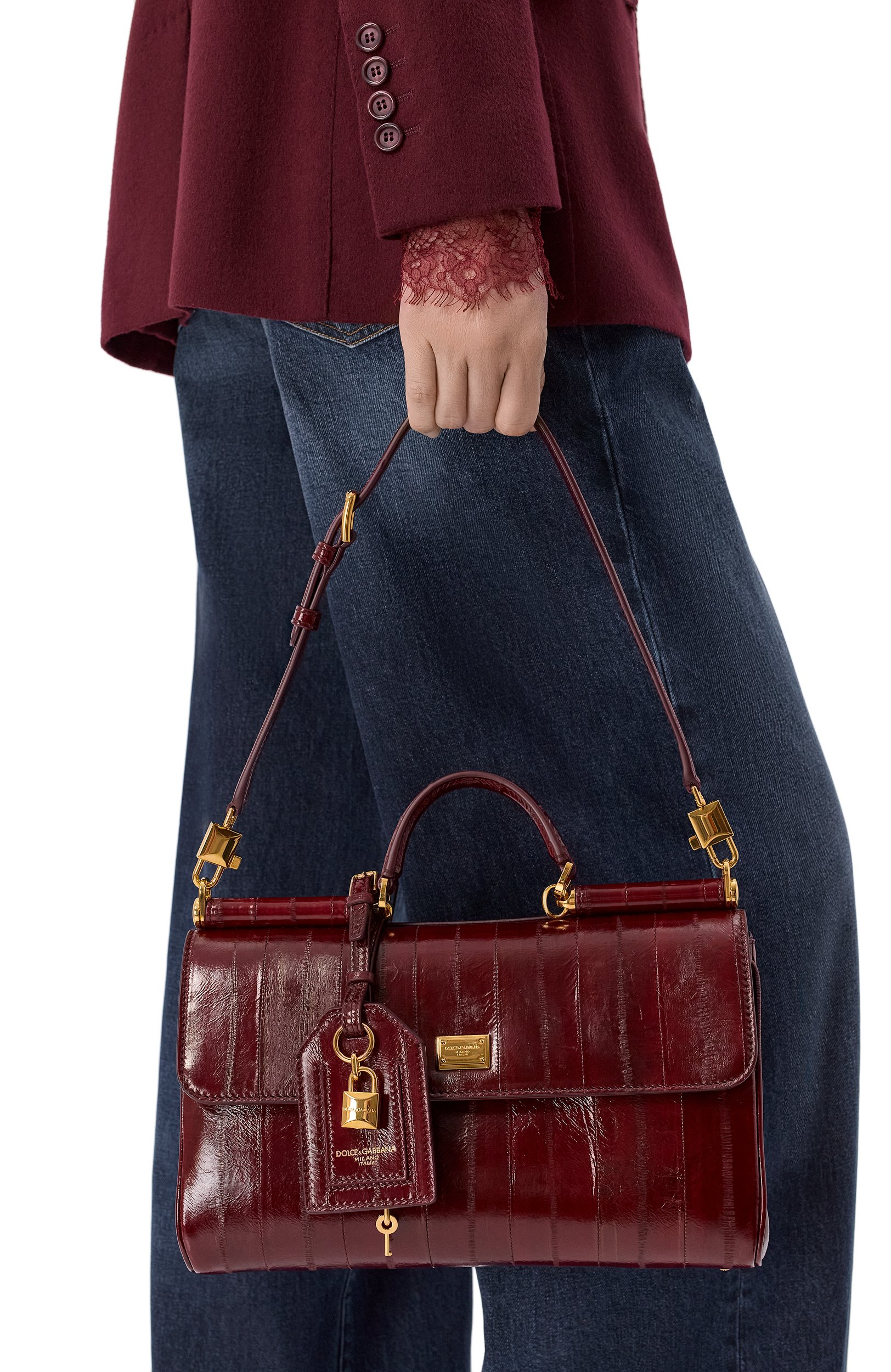 Сумка my sicily из кожи миксины DOLCE & GABBANA бордового цвета по цене 478000 руб., арт. BB7782/B8291, фото 2 Сумка my sicily из кожи миксины DOLCE & GABBANA, арт. BB7782/B8291, фото 2
