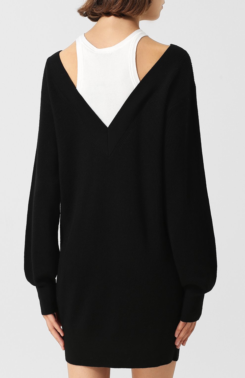 Шерстяное мини-платье с контрастным воротником ALEXANDERWANG.T, арт. 4K386018N3, фото 4