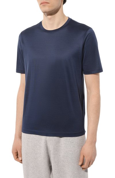 Хлопковая футболка GRAN SASSO темно-синего цвета по цене 13400 руб., арт. 60133/74002, фото 3 Хлопковая футболка GRAN SASSO, арт. 60133/74002, фото 3