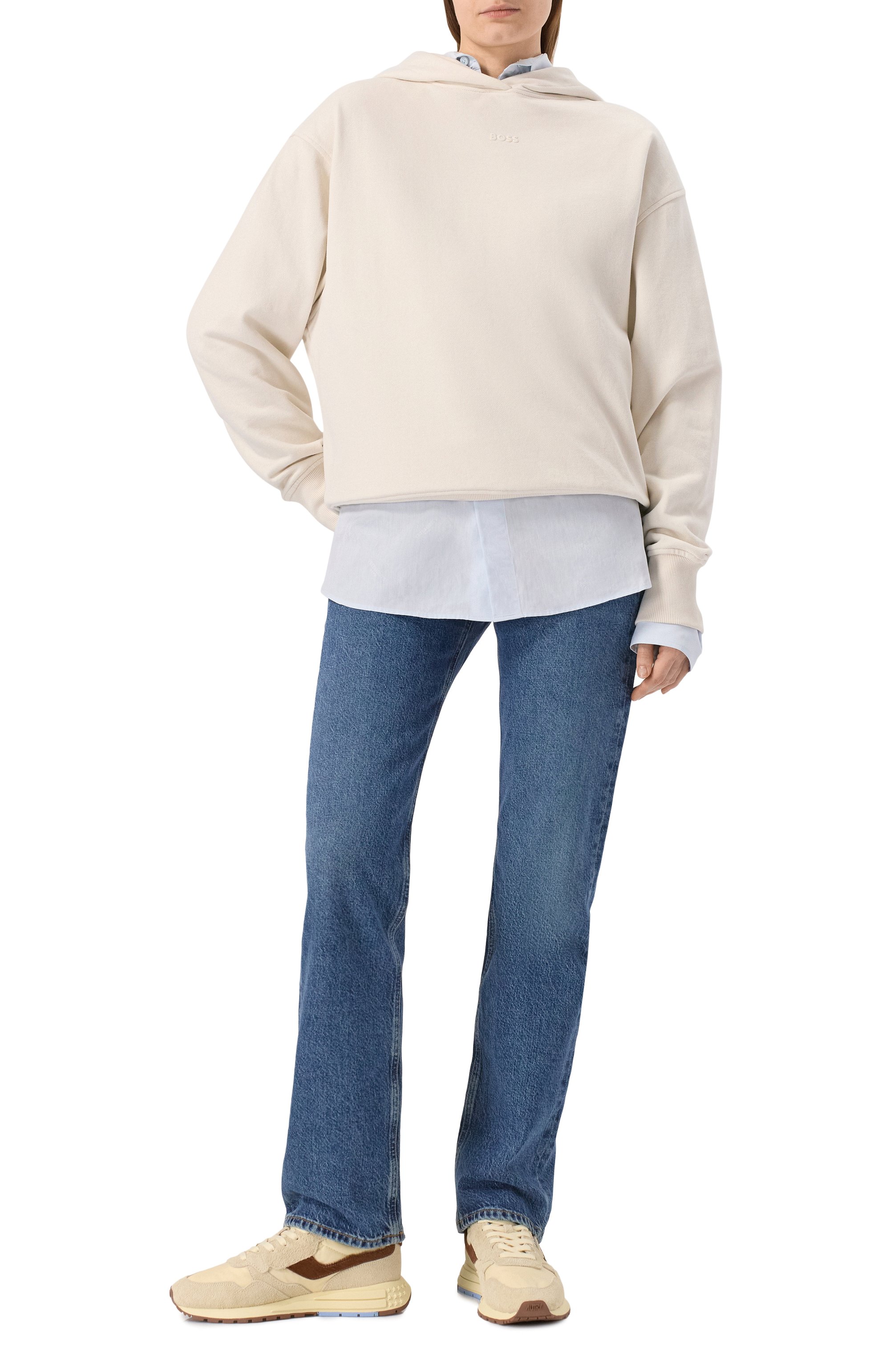 Хлопковое худи BOSS ORANGE кремового цвета по цене 17950 руб., арт. 50534815, фото 2 Хлопковое худи BOSS ORANGE, арт. 50534815, фото 2