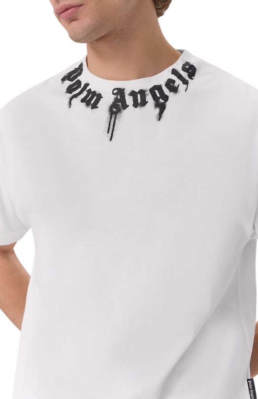 Хлопковая футболка Palm Angels PMAA109F25JER009 Белый  PMAA109F25JER009 Фото 5