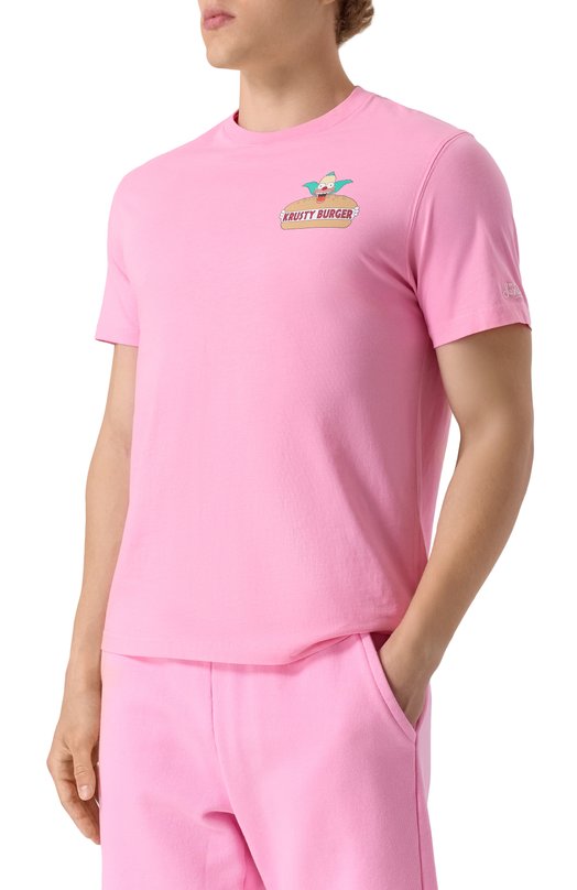 Хлопковая футболка MC2 Saint Barth STBM TSHIRT MAN/02621H Розовый  STBM TSHIRT MAN/02621H Фото 3