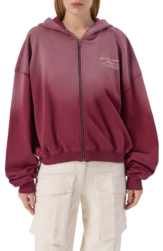 Хлопковая толстовка Palm Angels PWBE014F25FLE002 Бордовый  PWBE014F25FLE002 Фото 3