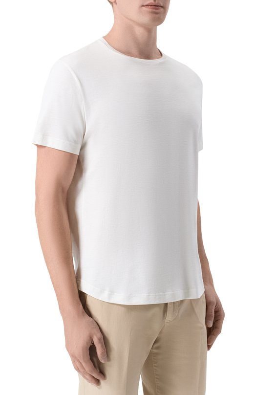 Футболка из шелка и хлопка Loro Piana FAF6128 Белый  FAF6128 Фото 3