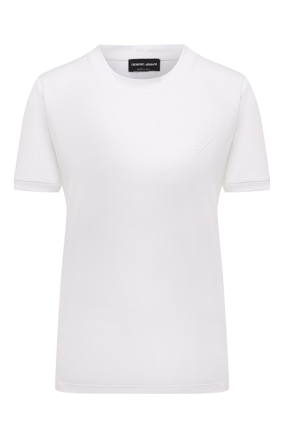 Хлопковая футболка GIORGIO ARMANI белого цвета по цене 47450 руб., арт. 3KAM56/AJVIZ/U0BN, фото 1 Хлопковая футболка GIORGIO ARMANI, арт. 3KAM56/AJVIZ/U0BN, фото 1