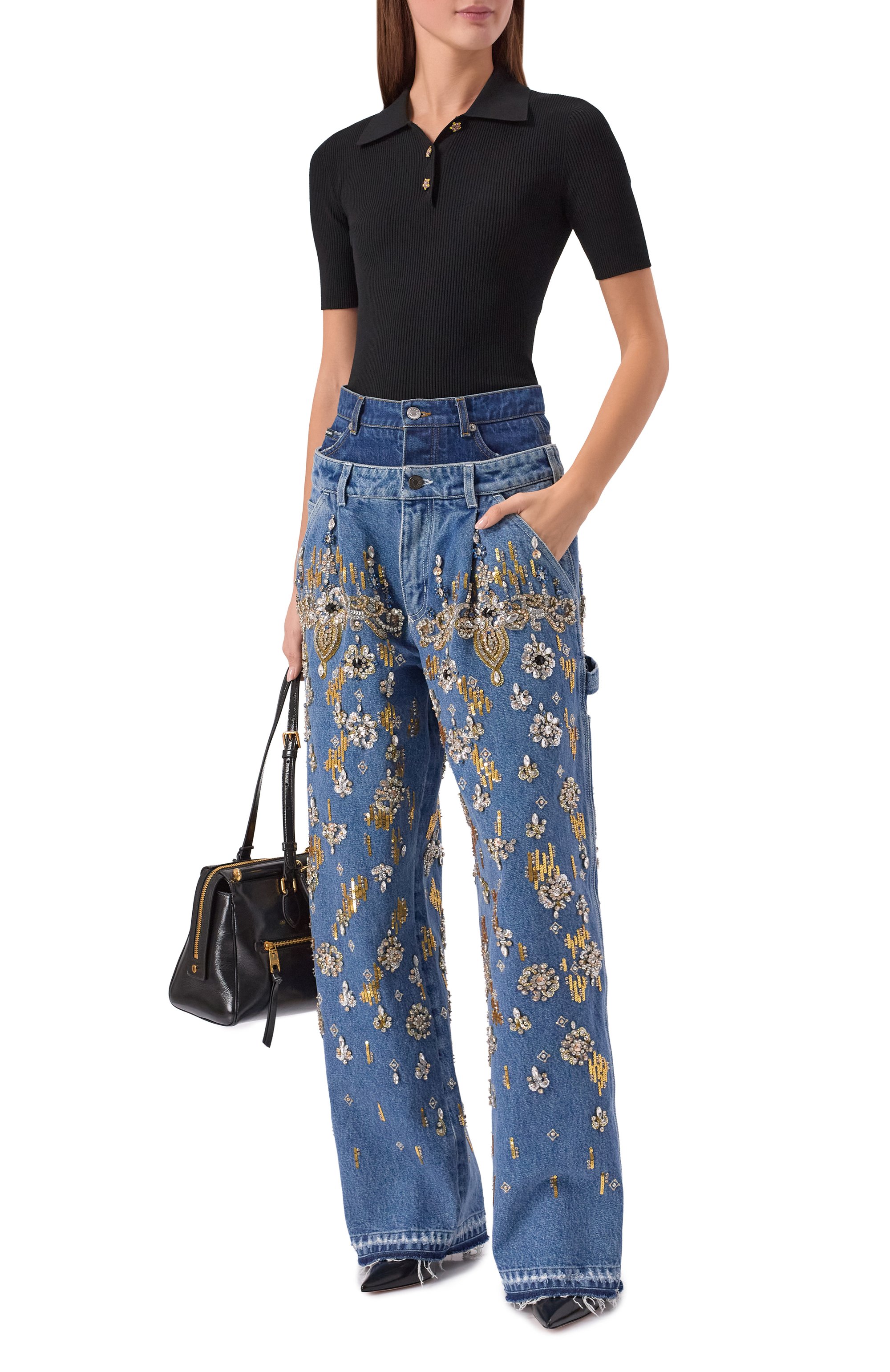 Джинсы с отделкой стразами и пайетками DOLCE & GABBANA, арт. FTDF9Z/G80G1, фото 2