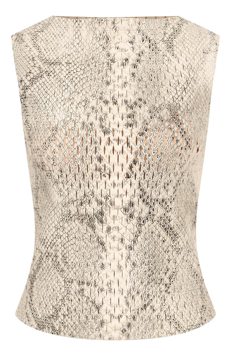 Женский кожаный топ ALEXANDER WANG светло-бежевого цвета, арт. 1WC1251995 | Фото 1 (Материал внешний: Натуральная кожа; Длина (для топов): Стандартные; Рукава: Без рукавов; Стили: Гламурный; Кросс-КТ: костюм; Автоматизация ТО: Проставлено; Автоматизация состава: Проставлено)