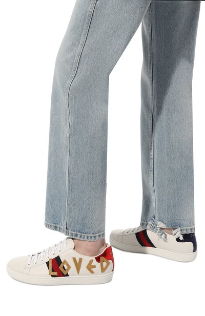 Кожаные кеды ace GUCCI белого цвета по цене 74750 руб., арт. 505328 DOPE0, фото 3 Кожаные кеды ace GUCCI, арт. 505328 DOPE0, фото 3