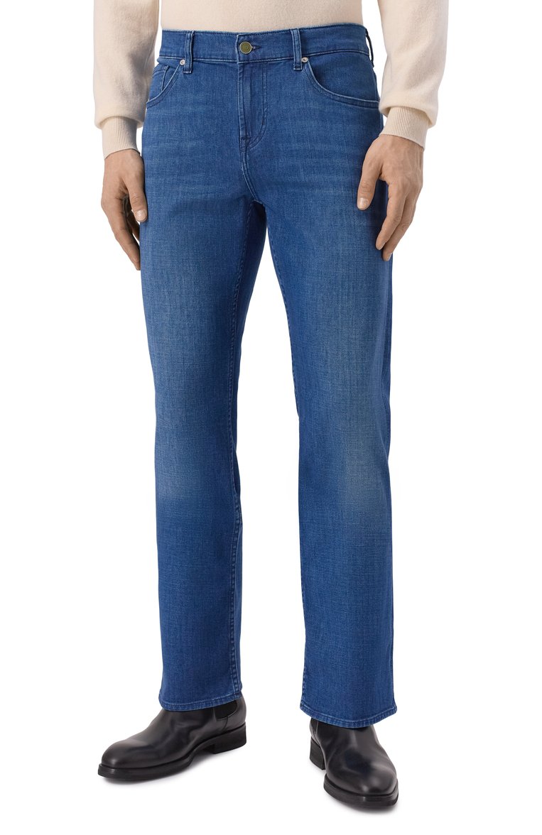 Мужские джинсы brett 7 FOR ALL MANKIND синего цвета, арт. 7T122R51 | Фото 3 (Длина (брюки, джинсы): Стандартные; Материал внешний: Хлопок, Деним; Кросс-КТ: Деним; Детали: Делаве; Силуэт М (брюки): Прямые; Стили: Повседневный; Автоматизация ТО: Проставлено; Автоматизация состава: Проставлено)