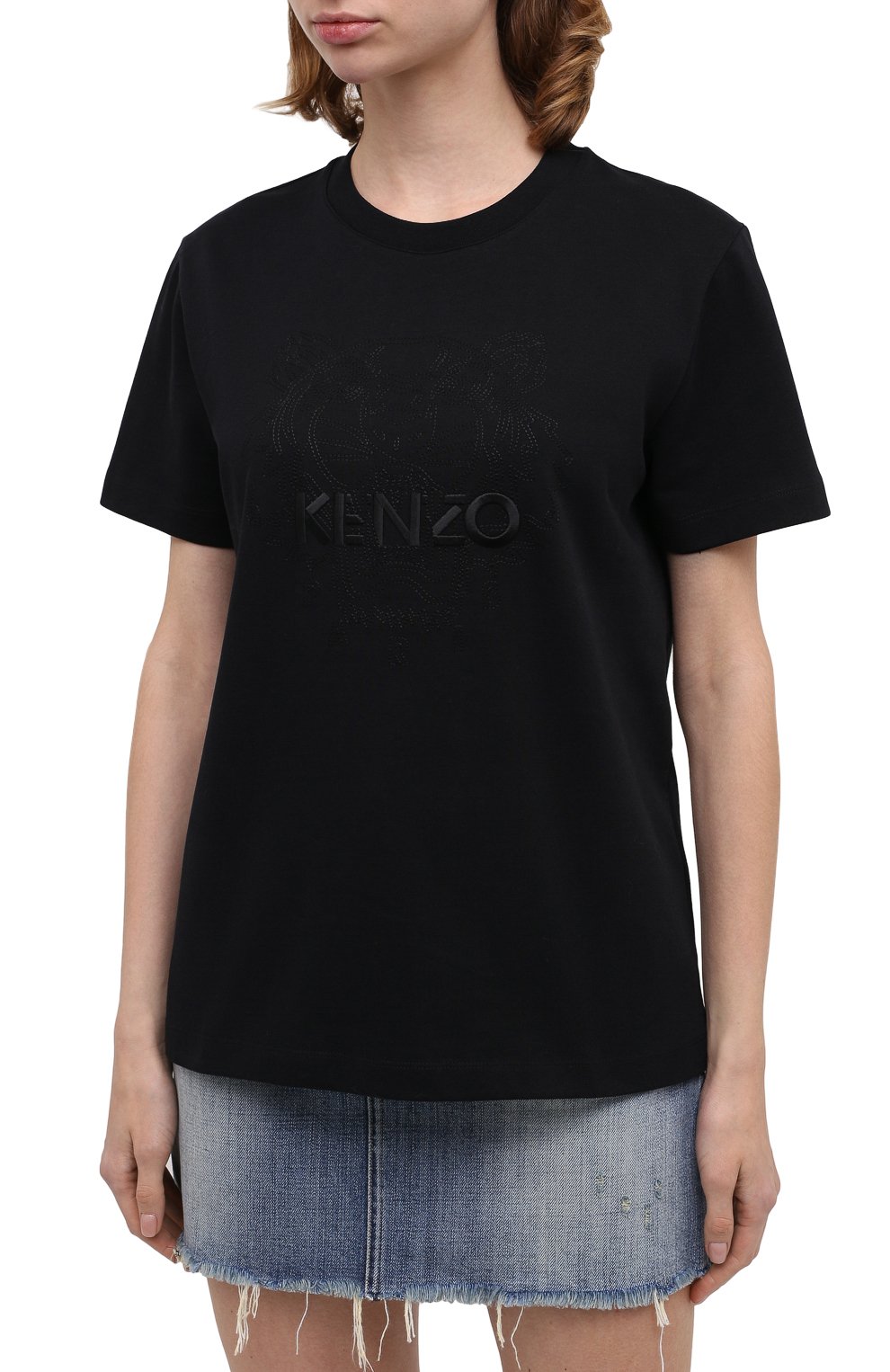 Хлопковая футболка KENZO черного цвета по цене 13350 руб., арт. FA62TS9114YH, фото 3 Хлопковая футболка KENZO, арт. FA62TS9114YH, фото 3