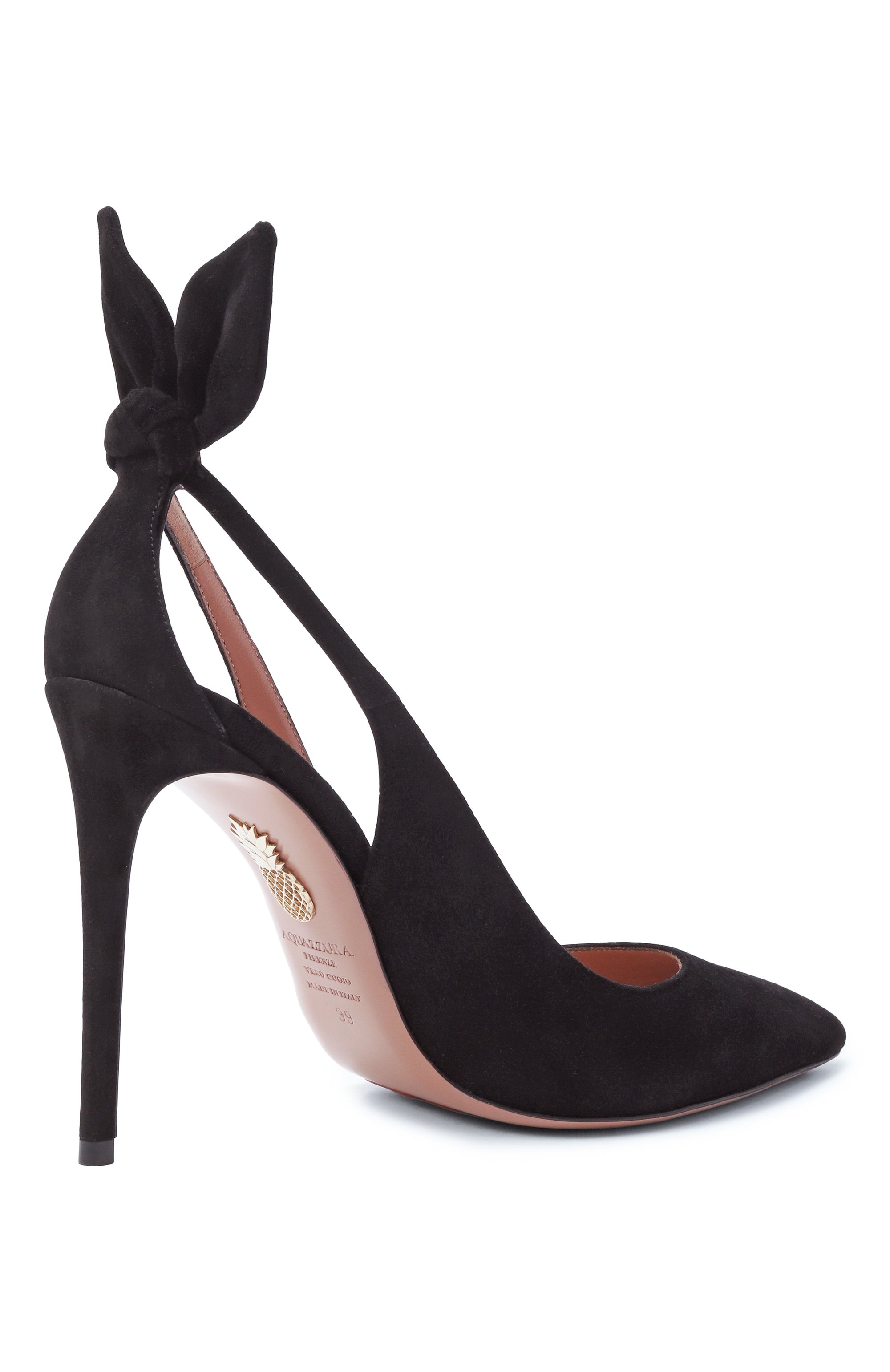 Замшевые туфли bow tie 105 AQUAZZURA черного цвета по цене 76950 руб., арт. DENHIGP0-SUE-F00, фото 5 Замшевые туфли bow tie 105 AQUAZZURA, арт. DENHIGP0-SUE-F00, фото 5