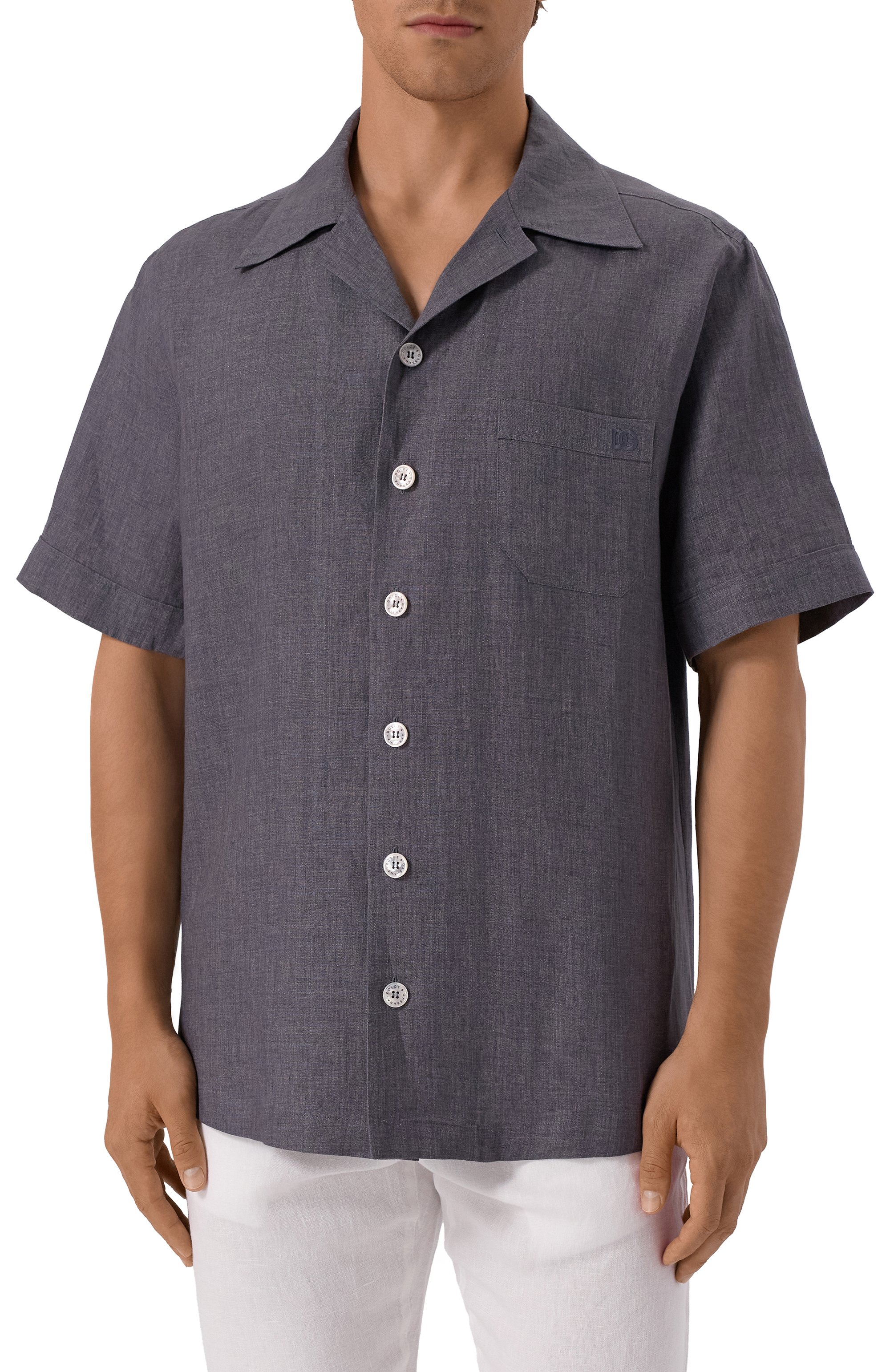 Льняная рубашка DOLCE & GABBANA темно-серого цвета по цене 98950 руб., арт. G5JH9Z/FU4L5, фото 3 Льняная рубашка DOLCE & GABBANA, арт. G5JH9Z/FU4L5, фото 3