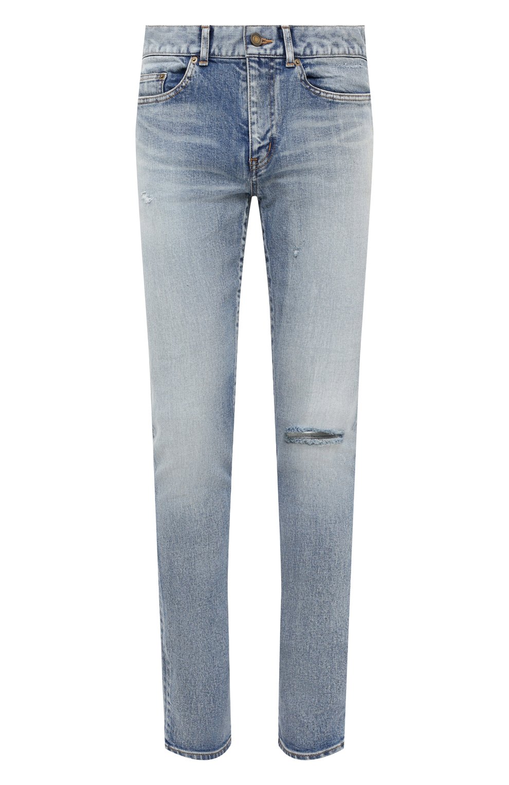 Джинсы SAINT LAURENT голубого цвета по цене 99500 руб., арт. 527389/YJ507, фото 1 Джинсы SAINT LAURENT, арт. 527389/YJ507, фото 1