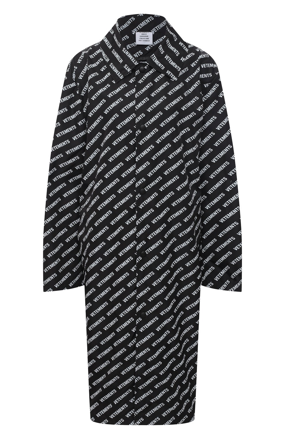 Плащ VETEMENTS черного цвета по цене 119500 руб., арт. UE51C0200B 2603/W, фото 1 Плащ VETEMENTS, арт. UE51C0200B 2603/W, фото 1