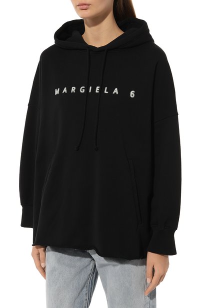 Хлопковое худи MM6 черного цвета по цене 51400 руб., арт. S52GU0182/S25537, фото 3 Хлопковое худи MM6, арт. S52GU0182/S25537, фото 3