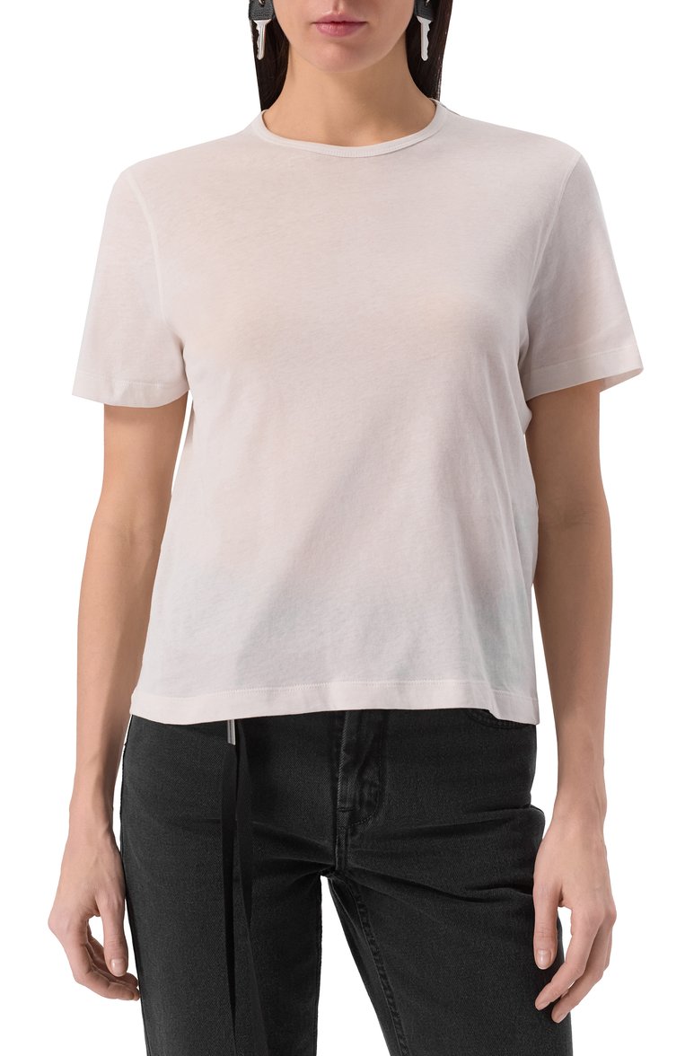 Женская хлопковая футболка ANN DEMEULEMEESTER белого цвета, арт. B0012549/FA206 | Фото 3 (Драгоценные камни: Проставлено; Материал сплава: Проставлено; Рукава: Короткие; Длина (для топов): Стандартные; Принт: С принтом; Стили: Гранж; Материал внешний: Хлопок)