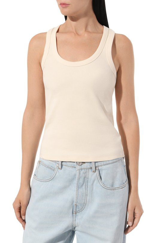 Хлопковая майка Patrizia Pepe 2M4306_J115 Кремовый  2M4306_J115 Фото 3