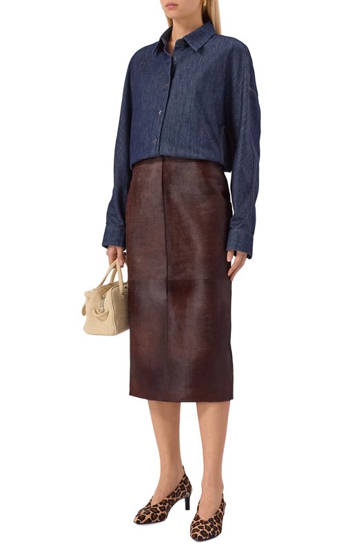 Кожаная юбка Co 3397ACHL-F25 Коричневый  3397ACHL-F25 Фото 2