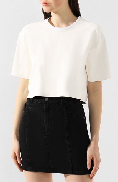 Кожаный топ SPRWMN, арт. TEE-010-L/CR0PPED TEE W BACK L0G0, фото 3
