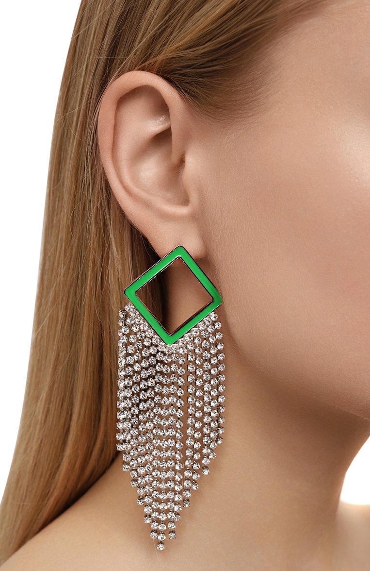 Женские серьги L'ALINGI зеленого цвета, арт. N00RA EARRINGS/CUPCHAIN | Фото 2 (Нос: Не проставлено; Региональные ограничения белый список (Axapta Mercury): Не проставлено; Материал: Металл)