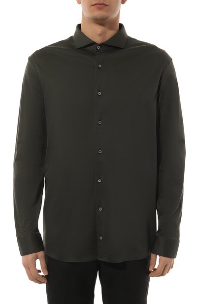 Хлопковая рубашка VAN LAACK хаки цвета по цене 29950 руб., арт. PER-LSF/180031, фото 3 Хлопковая рубашка VAN LAACK, арт. PER-LSF/180031, фото 3