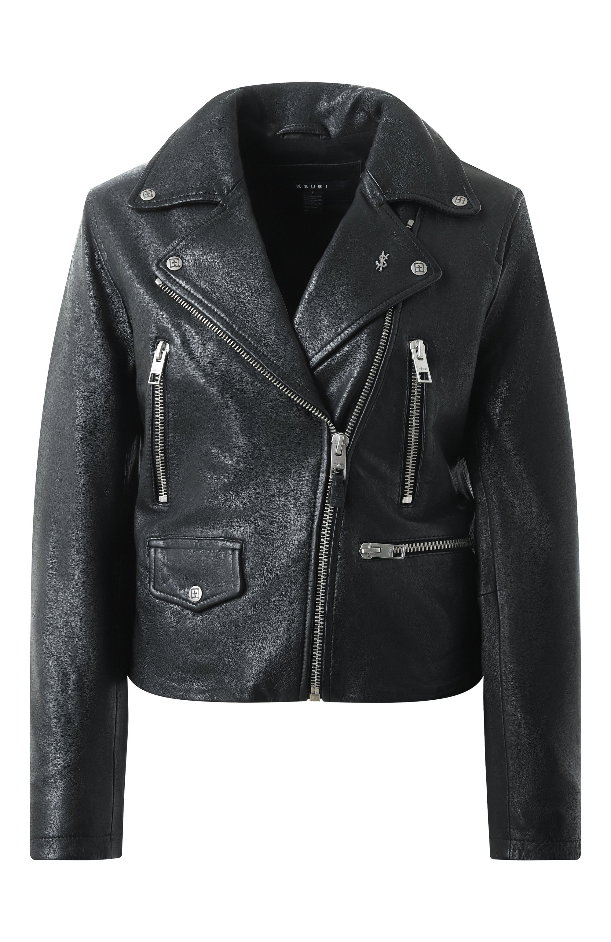 Кожаная куртка KSUBI черного цвета по цене 95650 руб., арт. 5000004726, фото 1 Кожаная куртка KSUBI, арт. 5000004726, фото 1