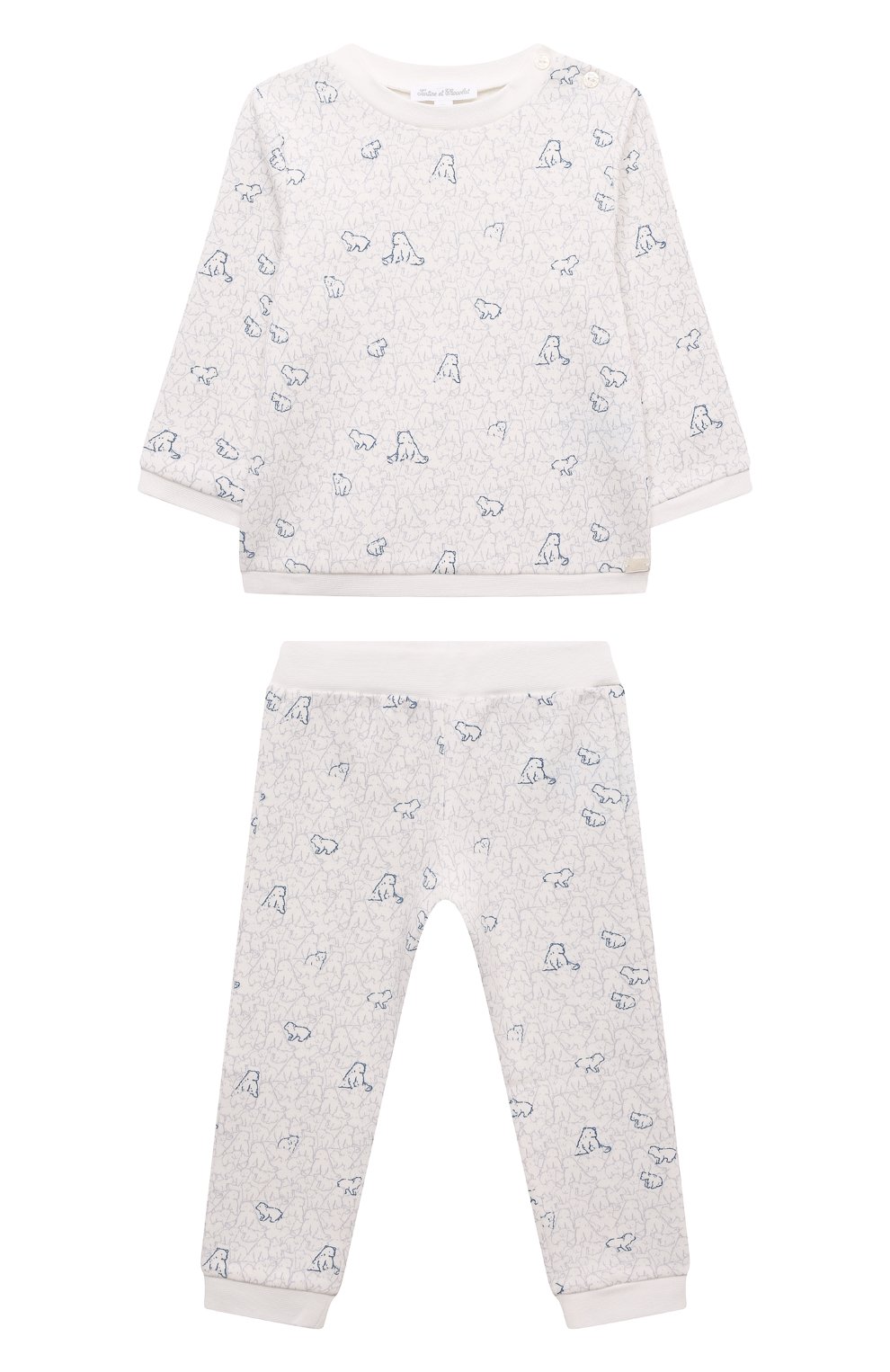 Комплект из свитшота и брюк TARTINE ET CHOCOLAT кремового цвета по цене 12750 руб., арт. TV36040/1M-12M, фото 1 Комплект из свитшота и брюк TARTINE ET CHOCOLAT, арт. TV36040/1M-12M, фото 1