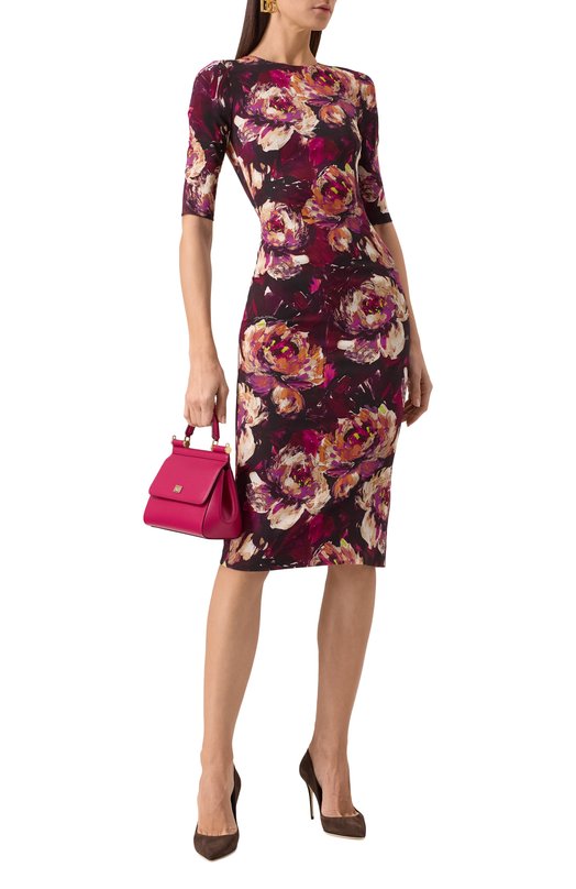 Платье из вискозы Dolce & Gabbana F6EAJT/FSIBD Бордовый  F6EAJT/FSIBD Фото 2