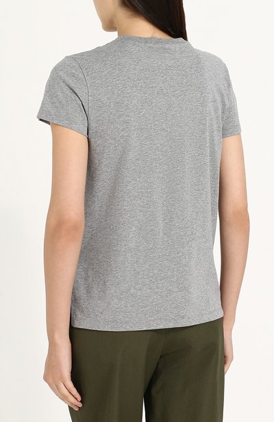 Футболка прямого кроя с отделкой в виде бабочек VALENTINO серого цвета по цене 151500 руб., арт. PB3MG06U/3P7, фото 4 Футболка прямого кроя с отделкой в виде бабочек VALENTINO, арт. PB3MG06U/3P7, фото 4