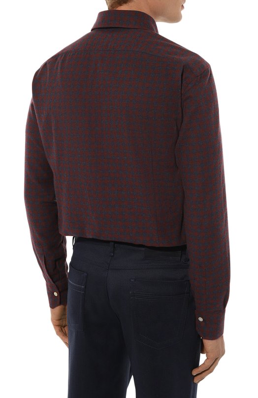 Хлопковая рубашка Kiton UMCNERH0906508 Бордовый  UMCNERH0906508 Фото 4