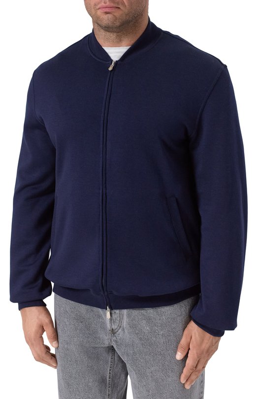 Толстовка из хлопка и кашемира Brunello Cucinelli MM8319072G Синий  MM8319072G Фото 3