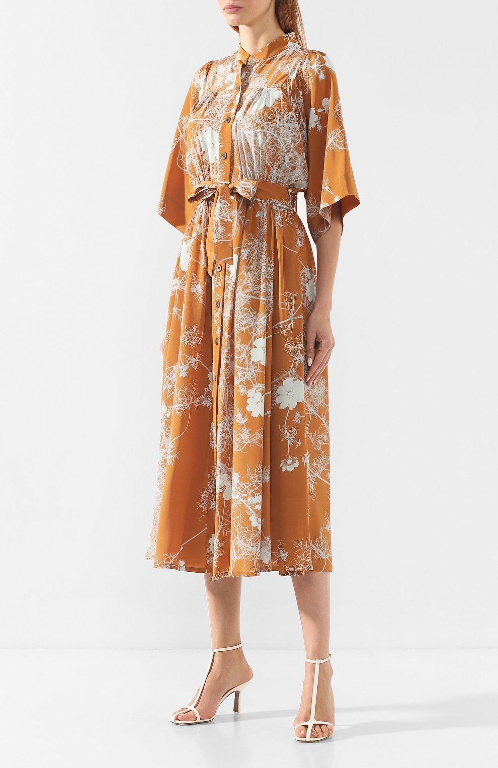 Шелковое платье DRIES VAN NOTEN оранжевого цвета по цене 130500 руб., арт. 192-11017-8201, фото 3 Шелковое платье DRIES VAN NOTEN, арт. 192-11017-8201, фото 3