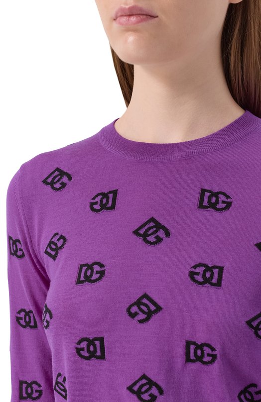 Пуловер из шерсти и шелка Dolce & Gabbana FXJ34T/JGMB2 Фиолетовый  FXJ34T/JGMB2 Фото 5