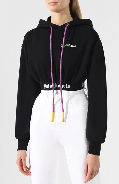 Хлопковое худи PALM ANGELS черно-белого цвета по цене 43900 руб., арт. PWBB012R194410011001, фото 3 Хлопковое худи PALM ANGELS, арт. PWBB012R194410011001, фото 3