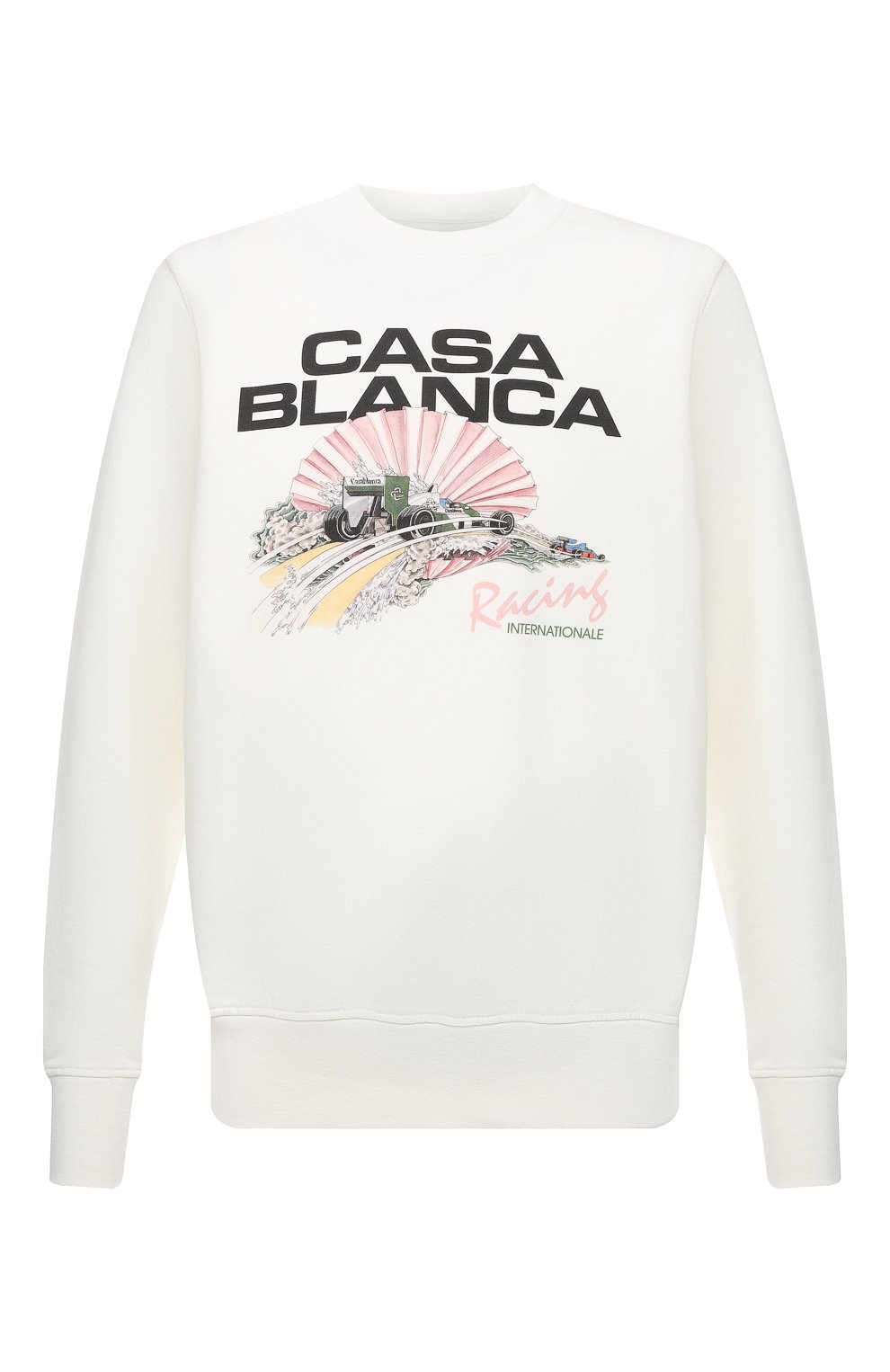 Хлопковый свитшот CASABLANCA белого цвета по цене 43100 руб., арт. MF21-JTP-001 0FF WHITE-RACING SHELL, фото 1 Хлопковый свитшот CASABLANCA, арт. MF21-JTP-001 0FF WHITE-RACING SHELL, фото 1
