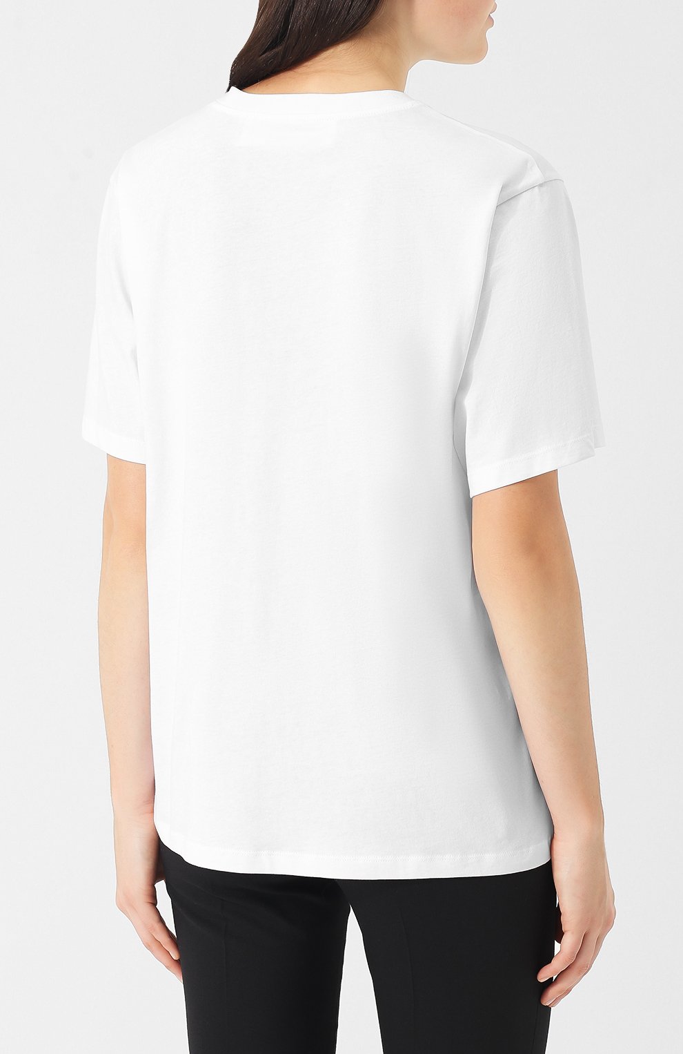 Однотонная хлопковая футболка с круглым вырезом VICTORIA, VICTORIA BECKHAM, арт. JYVV 072C PAW18 C0TT0N JERSEY, фото 4