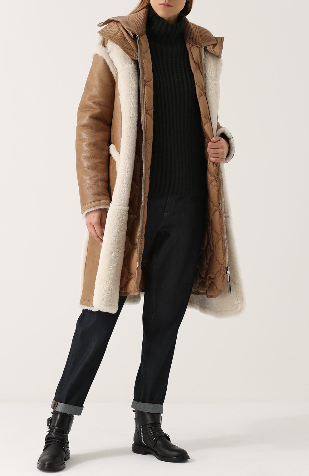 Дубленка прямого кроя с пуховой подстежкой MONCLER, арт. C2-093-49720-00-50179, фото 2