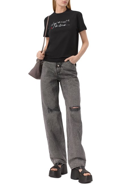 Женская хлопковая футболка DSQUARED2 черного цвета, арт. S72GD0571/D20020 | Фото 2 (Длина (для топов): Стандартные; Материал внешний: Хлопок; Рукава: Короткие; Материал сплава: Проставлено; Драгоценные камни: Проставлено)