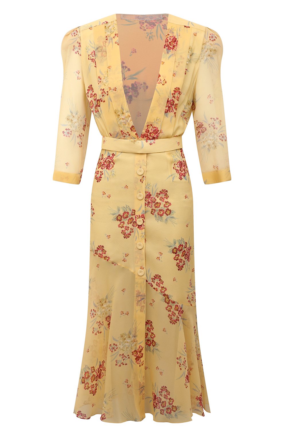 Шелковое платье ULYANA SERGEENKO желтого цвета по цене 220000 руб., арт. ABM027FW22P 2429т22, фото 1 Шелковое платье ULYANA SERGEENKO, арт. ABM027FW22P 2429т22, фото 1