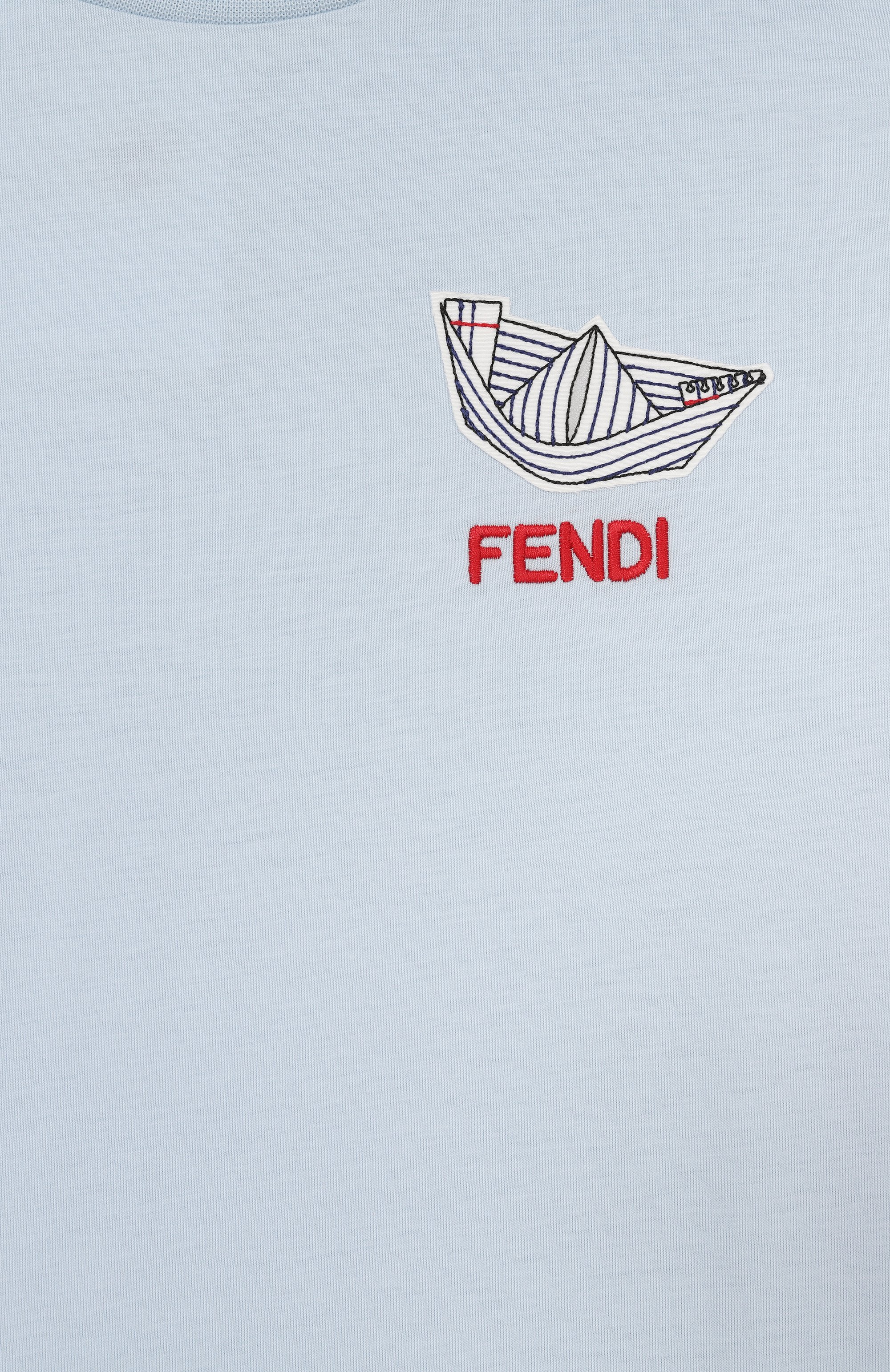 Хлопковая футболка FENDI голубого цвета по цене 30900 руб., арт. JMI517/7AJ, фото 3 Хлопковая футболка FENDI, арт. JMI517/7AJ, фото 3