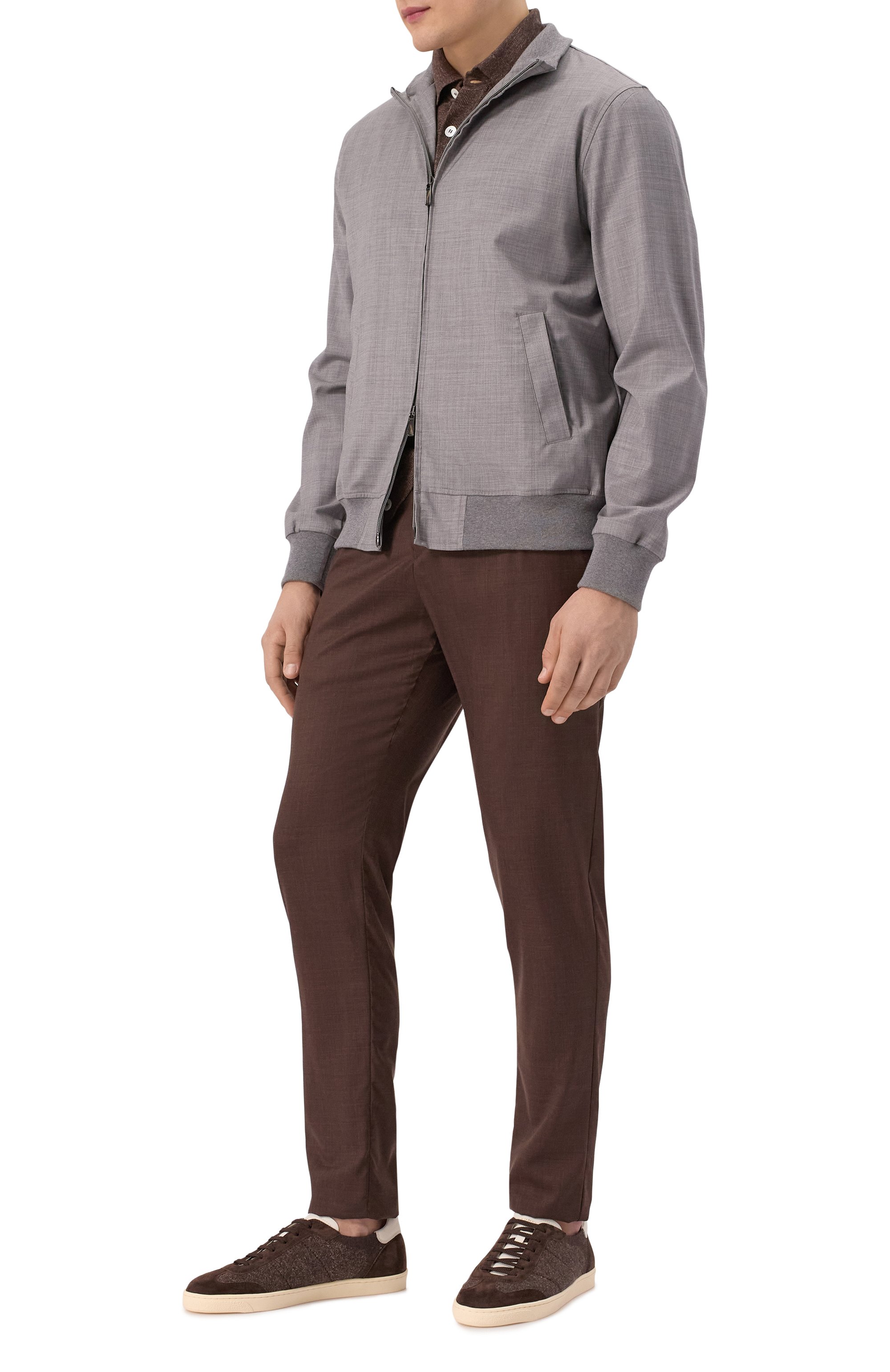 Текстильные кеды BRUNELLO CUCINELLI темно-коричневого цвета по цене 120500 руб., арт. MZUKVTN286, фото 2 Текстильные кеды BRUNELLO CUCINELLI, арт. MZUKVTN286, фото 2